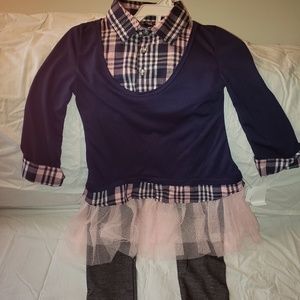 Girls Two Piece Tutu Top With Leggings